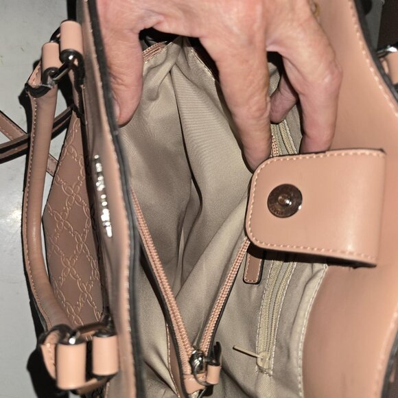 Nine West Embossed Satchel With Crossbody Strap Blush Pink NWOT - Picture 7 of 8